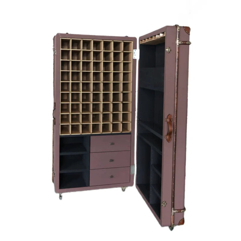 OEM ODM Factory Direct Solid Wood Foldable Extendable 2-Door Movable Wine Cabinet Home Hotel Bar Display Showcase
