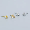 925 Sterling Silver Earrings 18K Gold Mini Zircon Clover Stud Earrings