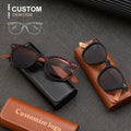 2026 Custom Logo Print Wood Sunglasses Round Womens Fashionable Popular Handmade Bamboo Polarized Black Men Sunglasses