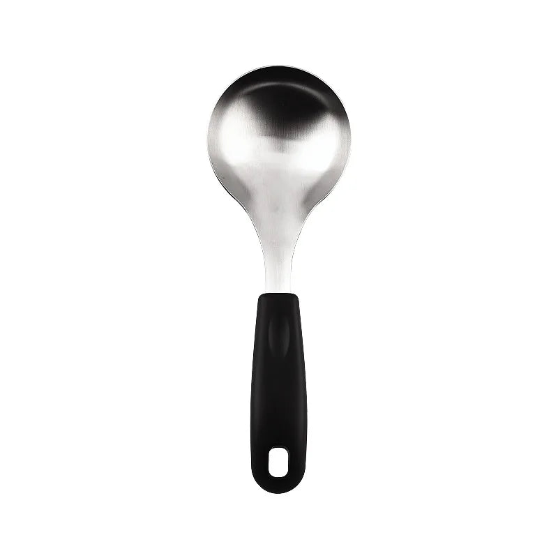 Wholesale 304 Stainless Steel Mirror Eco-Friendly Korean Rice Scoop Non-stick Serving Spoon PP Handle for Restaurant Household