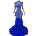 Elegant Pearls Diamonds Formal Wedding Cocktail Dress Large Size Dinner Gown Sexy Women Feathers Mermaid Party Evening Dresses