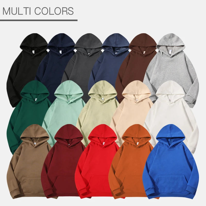Men's 420 Gsm Fleece-lined Hoodie Sweatshirt Custom Design Heavyweight Plain Thick Pullover for Autumn Season Loose Hooded