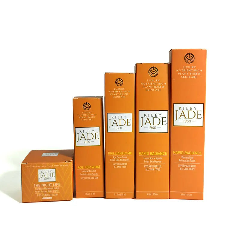 Luxury Orange Printing Colorful Different Size Custom Skin Care Set Packaging Paper Box with logo