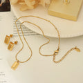 Minimalist Titanium Steel Jewelry Set Geometry Square Pendant Necklace Earrings Set Stainless Steel Jewelry Set for Women