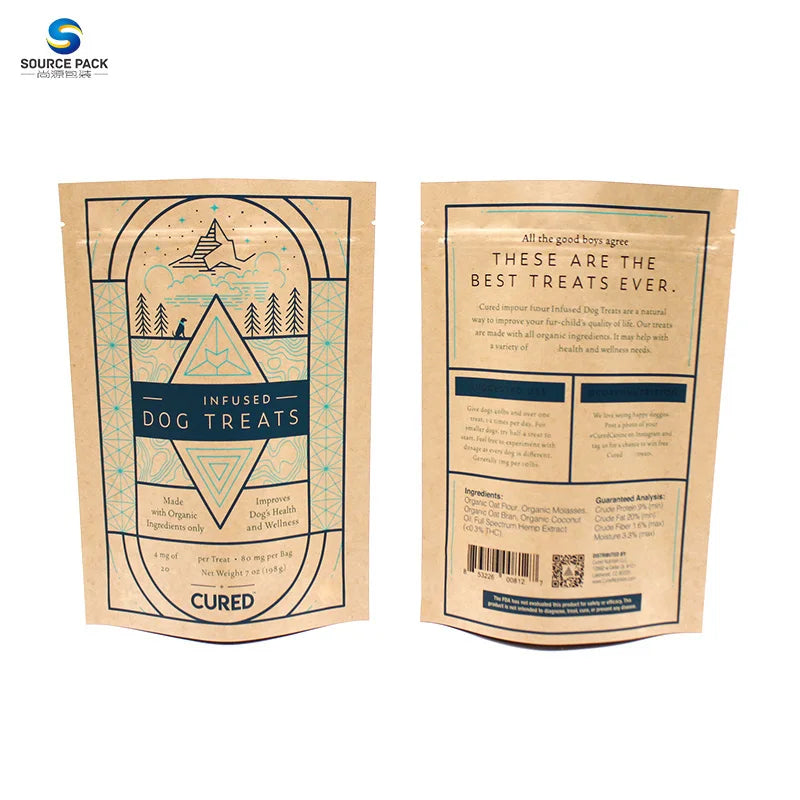 Custom Supply Eco Friendly Kraft Paper Food Packaging Bags Aluminum Foil Smell Proof Stand up Pouch