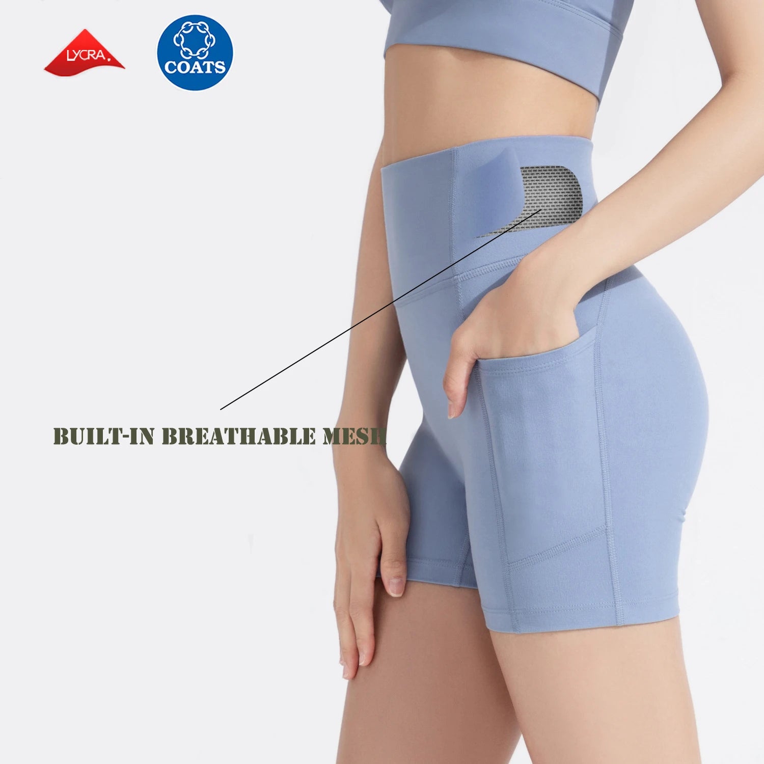 SHINBENE Custom Logo Workout Gym Booty Biker Shorts Women Tummy Control High Waist Shorts With Pockets
