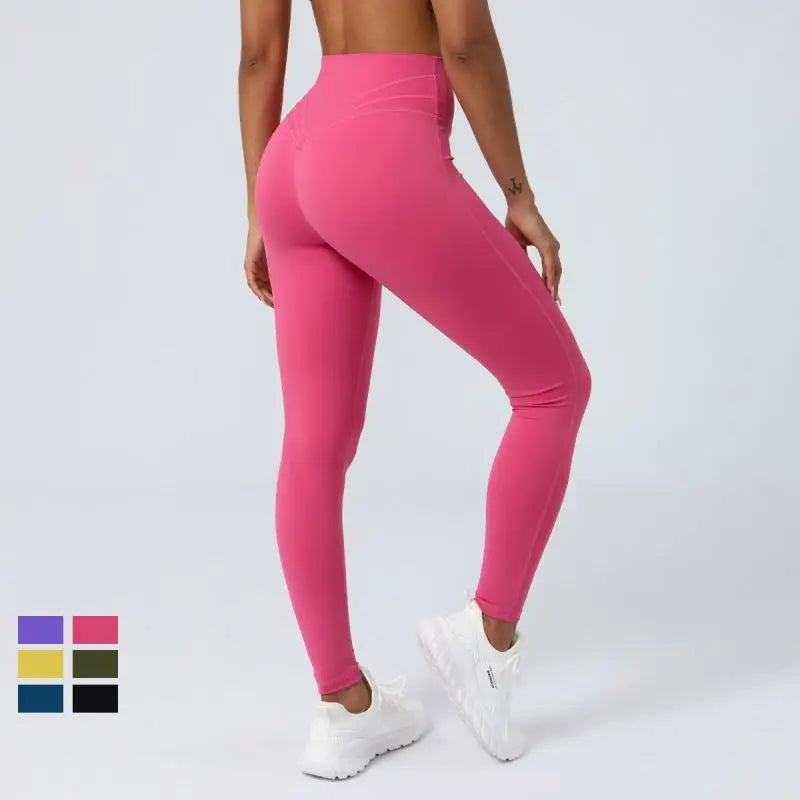 Back V Stitching No Front Seam High Waist Yoga Pants Butt Lifting Yoga Sport Running Leggings for Women