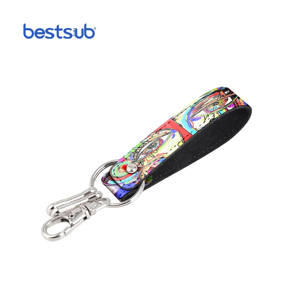 PUYA04 BestSub Wholesale Customized Digital Printing PU Leather Strap Key Chain 1.8x24.4cm Rectangular MegaBDM