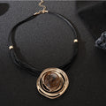 TongLing European Geometric Round Resin Necklace Women Multilayer Vintage Pendant Necklaces for Daily Wearing