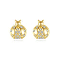 CZCITY Fashion Ladybug 2026 Clear CZ Designer Children Earrings Jewelry Gold Plated Stud Earrings for Women