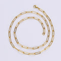New Gold PVD Plated Paperclip Chain Necklace Bracelet Jewelry 18k Gold Paperclip Necklace Stainless Steel Paperclip Link Chain