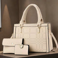 2025 New Set Fashionable 3-in-1 Handheld Tote PU Leather Ladies' Shoulder Bags Zipper Polyester Daily Use Handbag Purses for