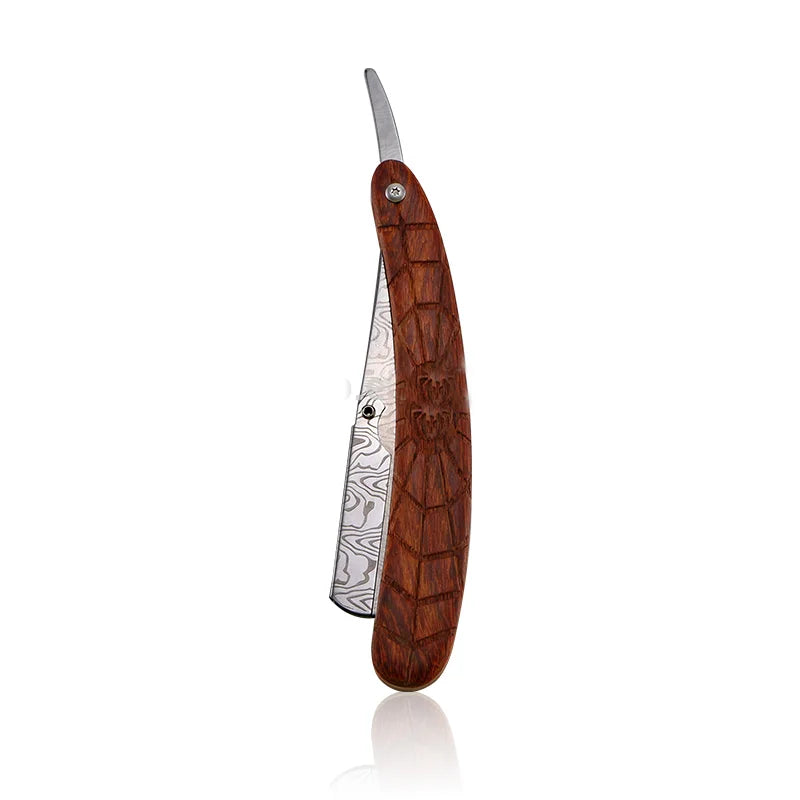 New Arrival Straight Razor Spider Wooden Handle Men's Private Label Cut Throat Shavette Barber Razor Shaving Kit Single Blade