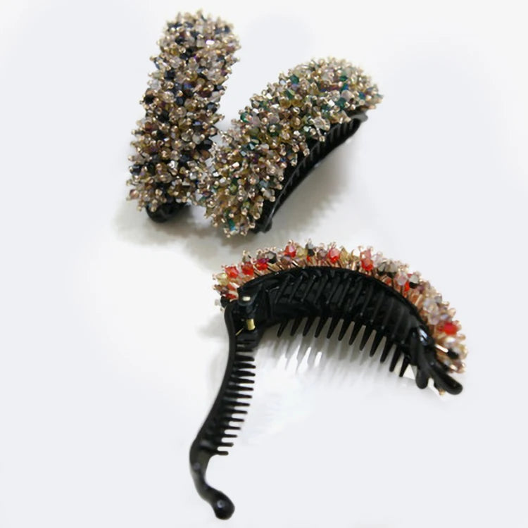 Korean Exquisite Full Crystals Beaded Banana Hair Pins Ladies Elegant Hairpins Bling Hair Clips Accessories for Women