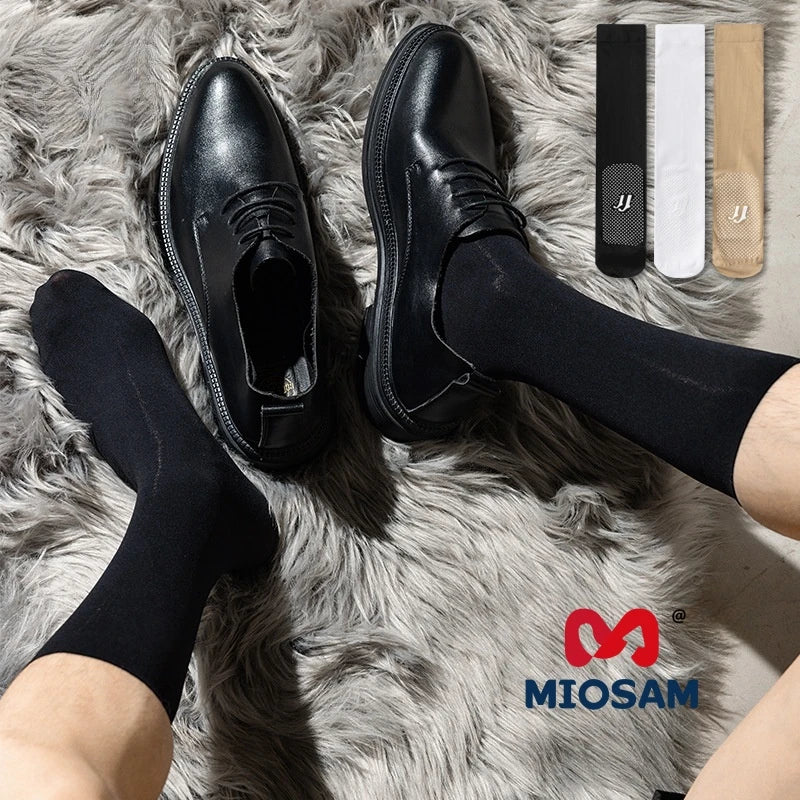 Wholesale good quality Men's Summer breathable deodorant velvet dress socks absorb sweat comfortable anti-slip grip crew socks