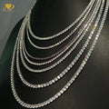 Fine Jewelry GRA Certified Pass VVS Moissanite Iced Tennis Chain Sterling Silver Rhodium Plated Bracelet Necklace Size 2-6mm