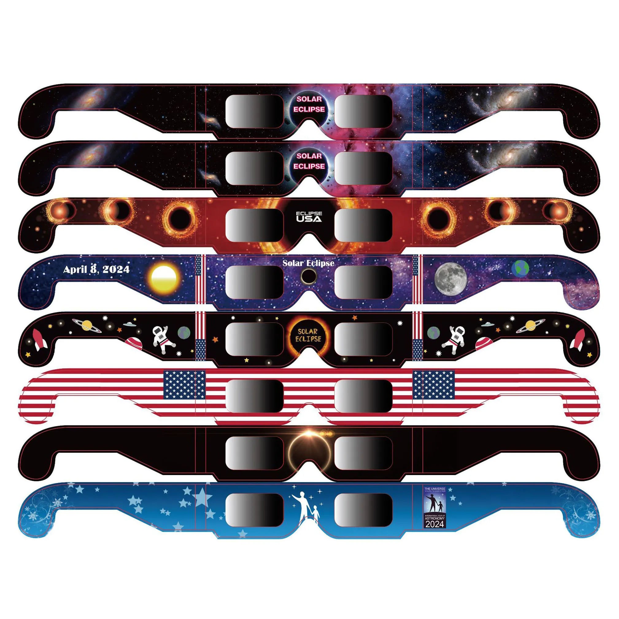 2024 Solar Eclipse Glasses Wholesale Customized Design Eclipse Viewing 3d Paper Solar Eclipse Glasses