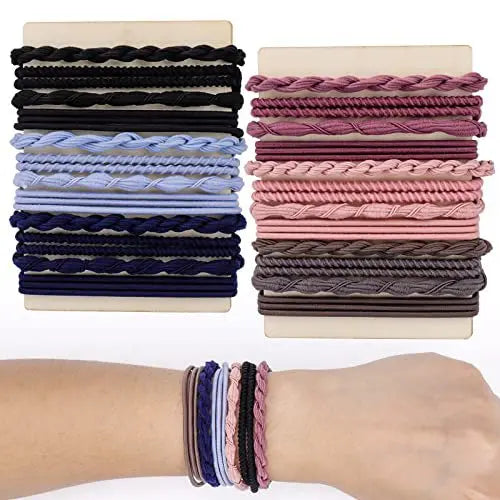 Boho Wrist Hair Accessories 24 Sets Ponytail Holder Spiral Elastic Hair Ties for Women