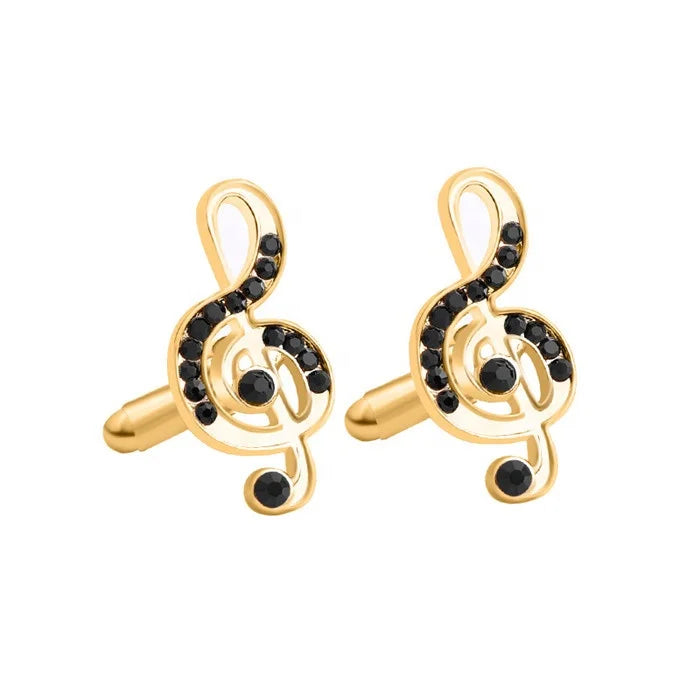 Diamond Musical Note Instruments Business Mens Cufflinks Studs High Quality