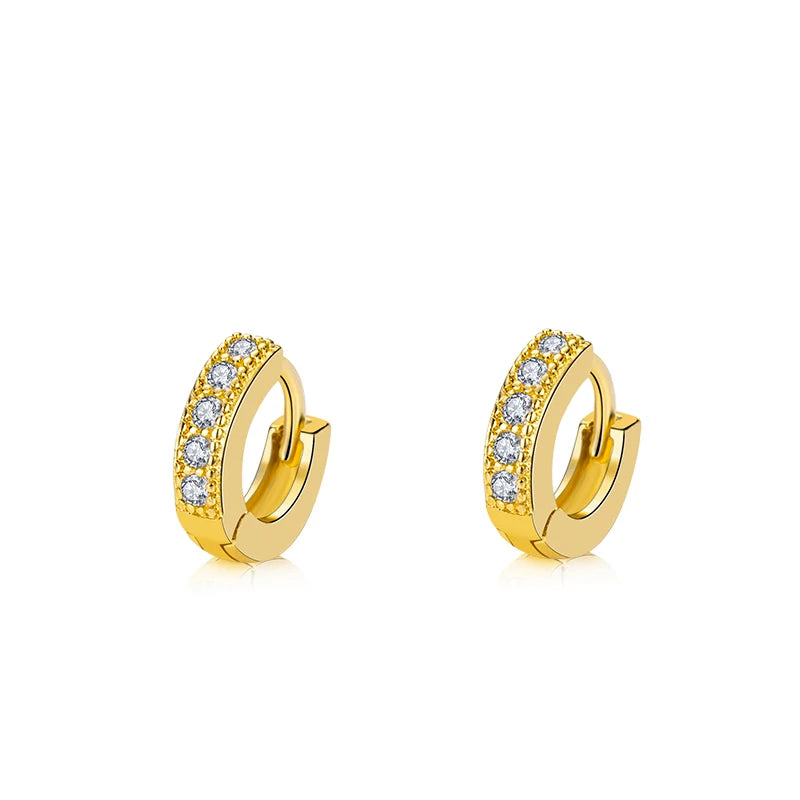 Fashion 18K Gold Plated Brass Cubic Zirconia Hoop Earrings Trendy European-American Design Wedding Gift Jewelry for Women
