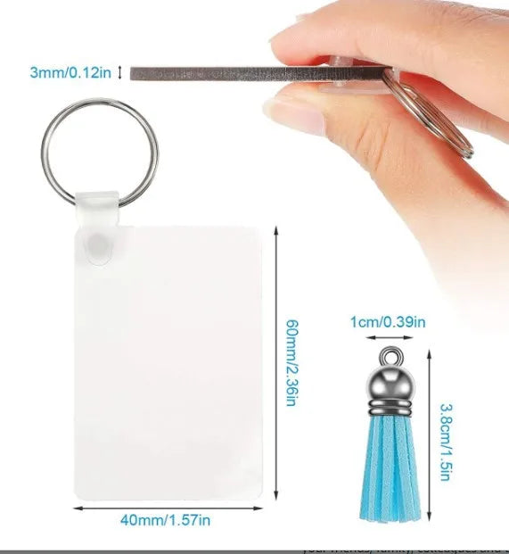 Custom Gift Double Sides Wood MDF Keychain Sublimation Blank Keychain with Tassel