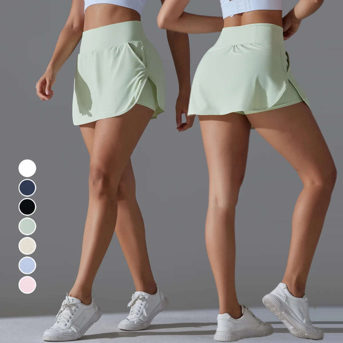 New Fashion Fake Two Piece Lightweight Dance Workout Clothing Women Running Yoga Wear Tennis Skirts