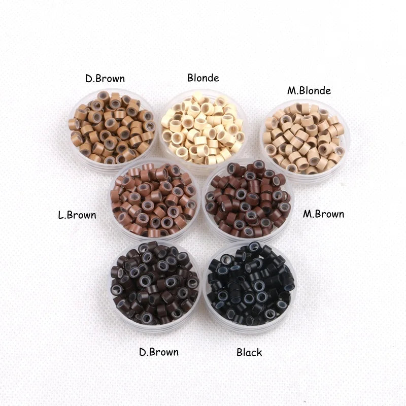 1000pcs Per Bottle  5.0mm  Aluminum Ring With Silicone Micro Rings Tubes Links Beads Tools for I Tip Hair Extension