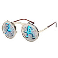 2023 New Style Punk Sun Glasses Fashion Metal Unisex Street Copper Round Flip up Sunglasses