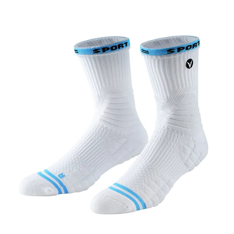 2023 Athletic Crew Socks Cartoon Thick Custom Embroidered Logo Cushioned Basketball Compression Running Cycling Knitted Spring