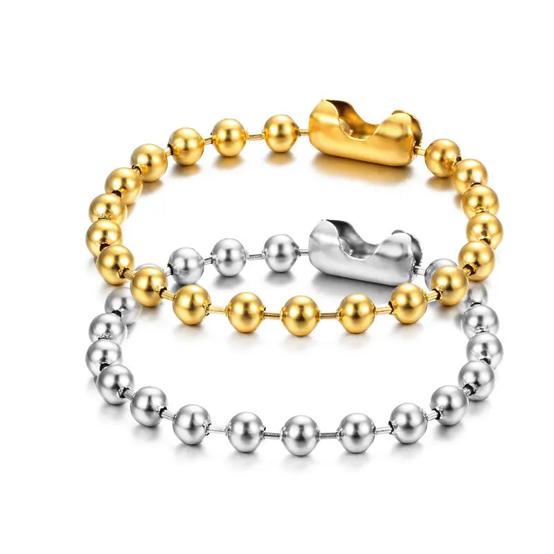 Waterproof 18K Gold Plated Stainless Steel 6mm Ball Chain Bracelet for Men Women