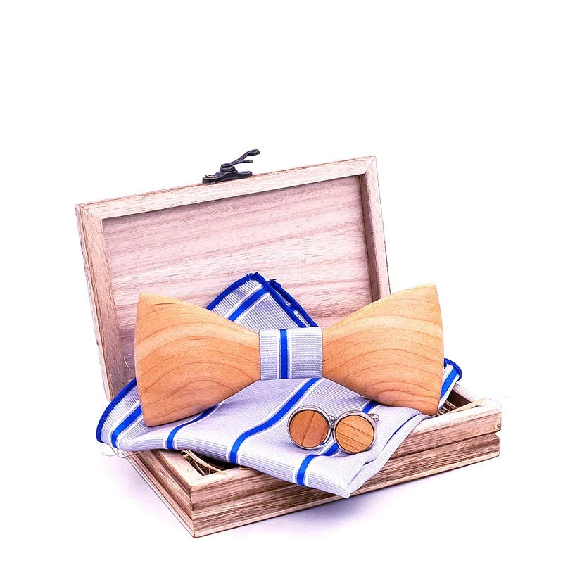 White Wood Bowtie 3D Craft Bowtie Wedding Wooden Bowtie European and American Maple Cufflink Handmade Wood Bow Tie