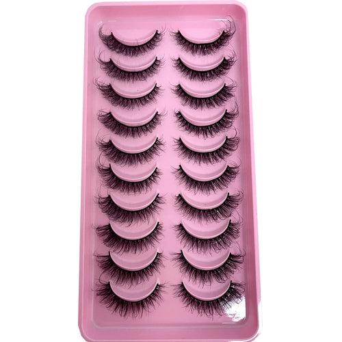 0 Pairs Short Eyelashes 3D Synthetic Lashes False Eyelashes Handmade Wispy for Long Lashes Natural Luxury 25-30 Wears