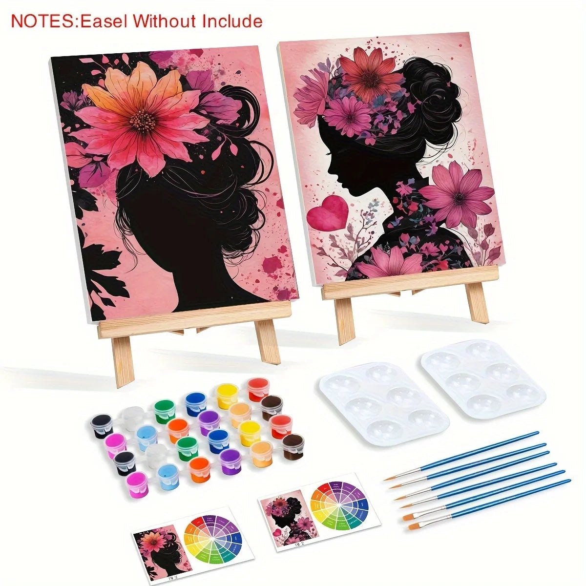 2pcs Framed Canvas Painting Paint and Sip Party Kit Pre Drawn Canvas for Painting for Adults Party Abstract Women Paint Art Set
