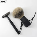 Private Label Silvertip Badger Shaving Brush Double Edge Safety Razor Kit Metal Portable Shaving Set Mens Daily Shaving