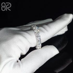 Pass Diamond Tester Real 10K 14K 18K Solid Gold Eternity Rings Iced Out Vvs Moissanite Diamond Engagement Wedding Ring