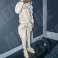 Wholesale Cotton Hoodies Custom Chenille Embroidery Logo Heavyweight Hoodies and Stacked Sweat Pants Jogger Set Sweatsuit Men