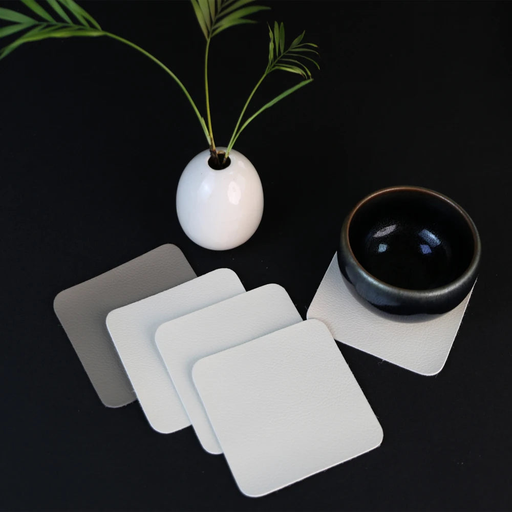 All-Season Faux Leather Kitchen Accessories Classic Style Coasters and Placemats Durable PU Dining Table Mats Pads for Decor