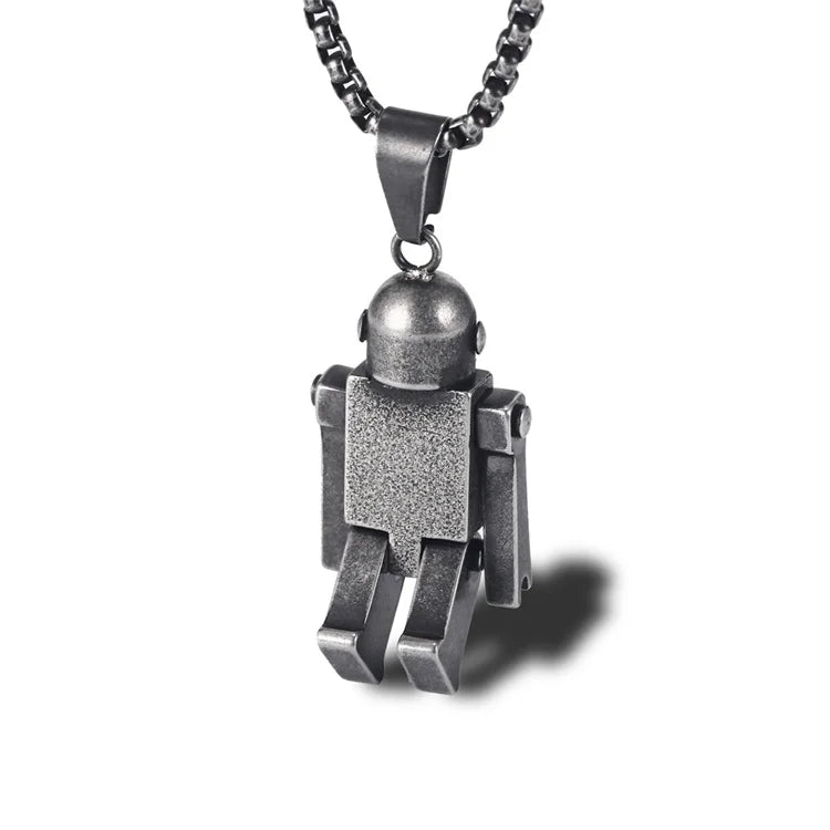 Personalized Cute Moveable Hands Feet Stainless Steel Robot Necklaces