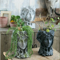Creative Ceramic Succulent Pot with Human Face Statue Mini Indoor Home Decorative Flower Planters for Desktop or Home Use