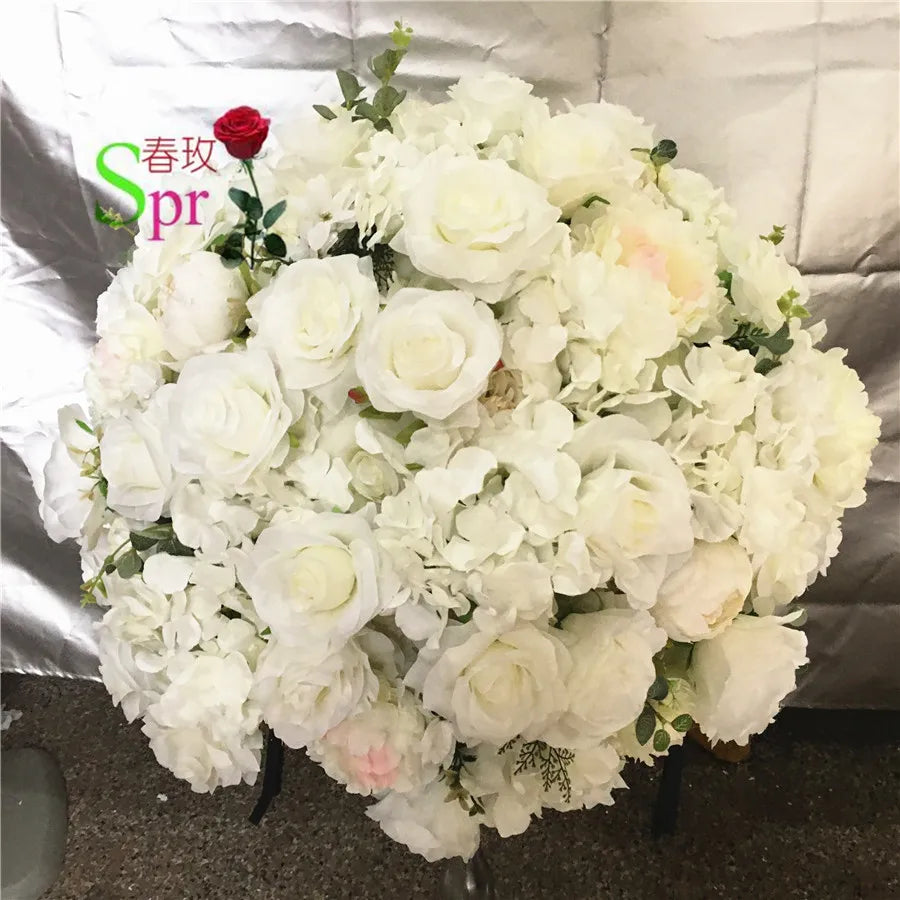 SPR  Bridesmaids Bouquet Wholesale Ivory White Wedding Stage Silk Artificial Flower Ball