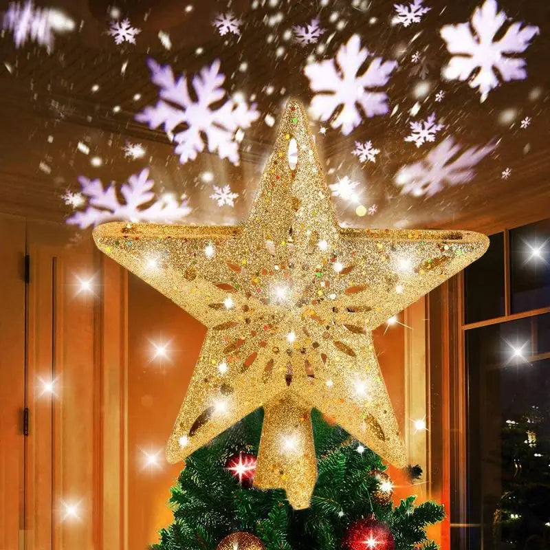 Silver Gold Star Christmas Tree Topper for Christmas Tree Decorations Home Party Supplies Wedding Bedroom Decor Indoor Decor