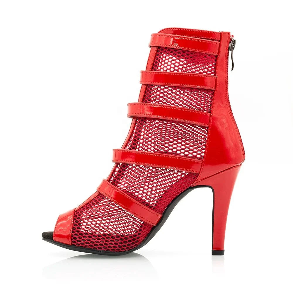 Brand New Arrival Women's Red Patent Leather Dance Boots High Heel Comfortable Vegan Material Fast Delivery Hot Dance Shoes