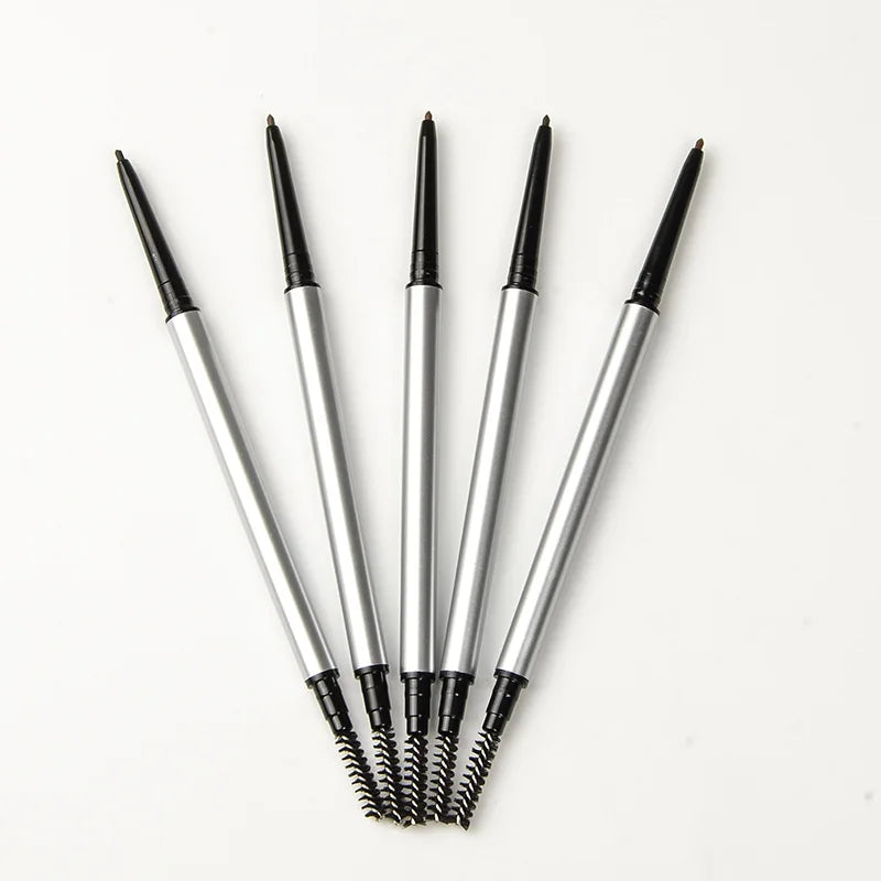 Waterproof Vegan Silver Eyebrow Pencil With Brush Eye Brow Pen Private Label Custom Logo Eyebrow Pencil