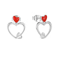 Mini White Zirconia Enamel Heart 925 Red Earrings Sterling Silver Wholesale Oem Odm Custom Trendy Romantic Rhodium Plated Women