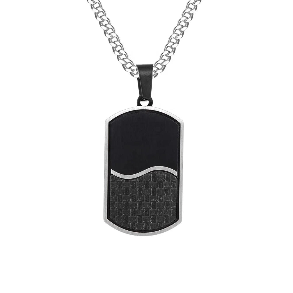 China Pendants Jewelry Stainless Steel Carbon Fiber Pattern Pendant IPB Plating Man Necklace for Men
