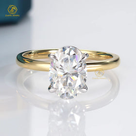 14K Solid Gold Solitaire 2.5carat Oval Moissanite Ring Engagement Vvs Moissanite Engagement Ring