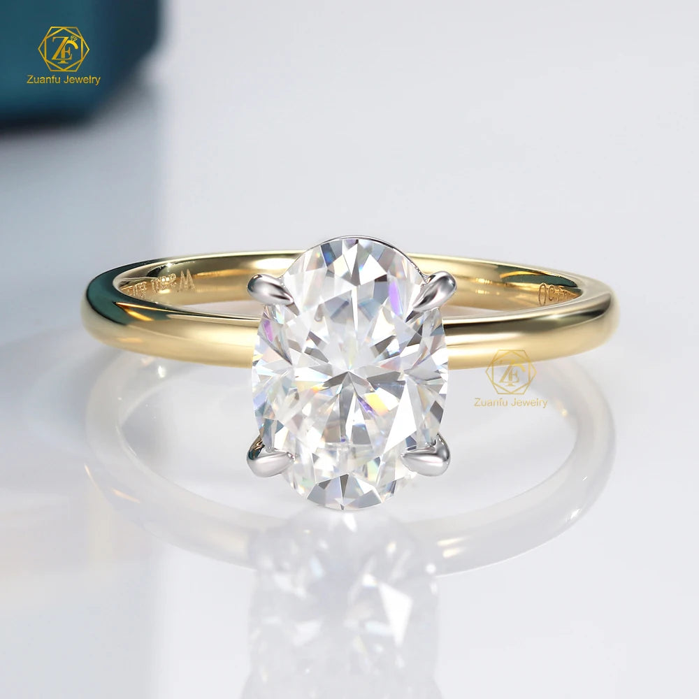 14K Solid Gold Solitaire 2.5carat Oval Moissanite Ring Engagement Vvs Moissanite Engagement Ring