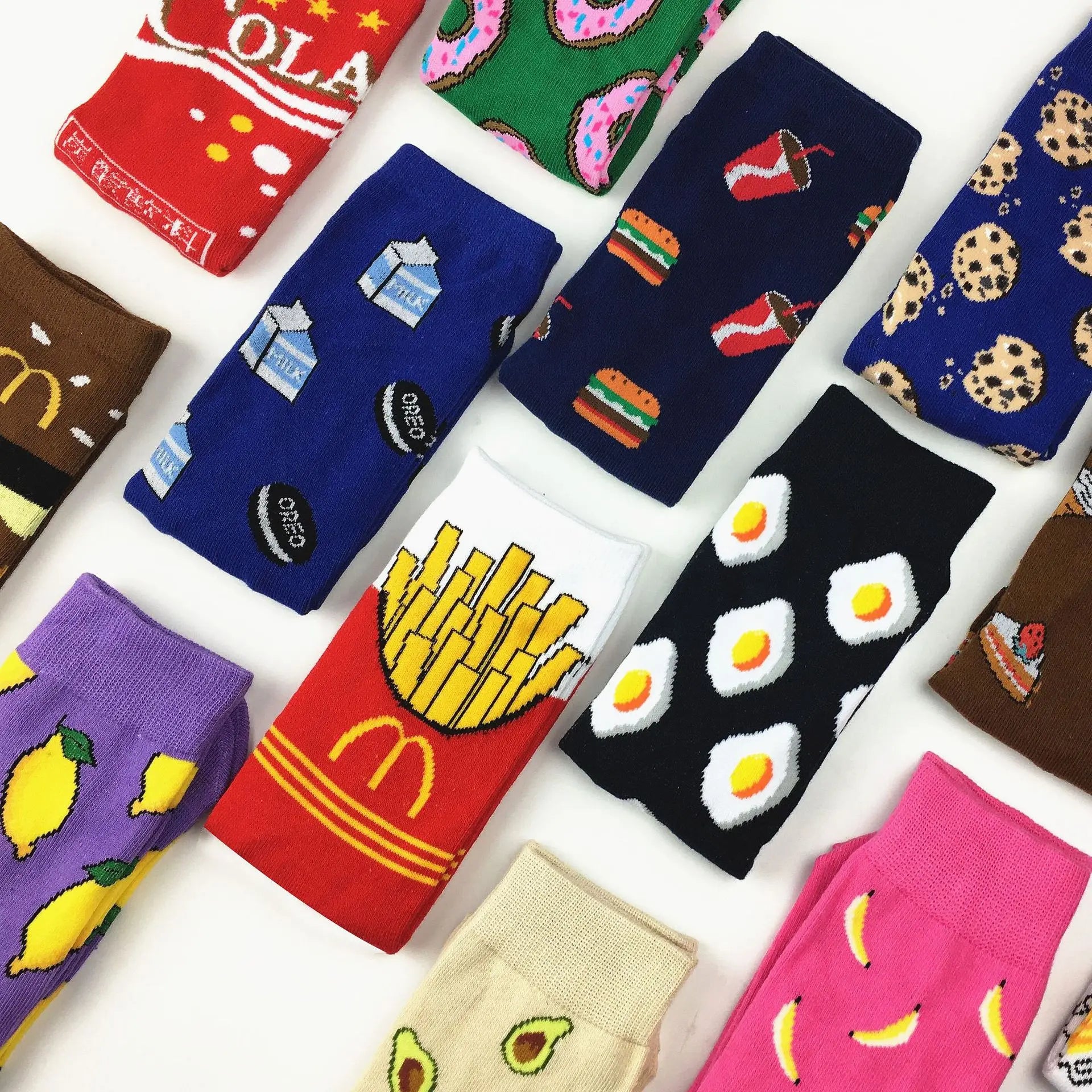 Women Socks Funny Cute Cartoon Fruits Banana Avocado Lemon Egg Socks