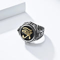 Egypt Eye of Horus Printed Ring Stainless Steel Signet Ring High-quality Men's Vintage Jewelry