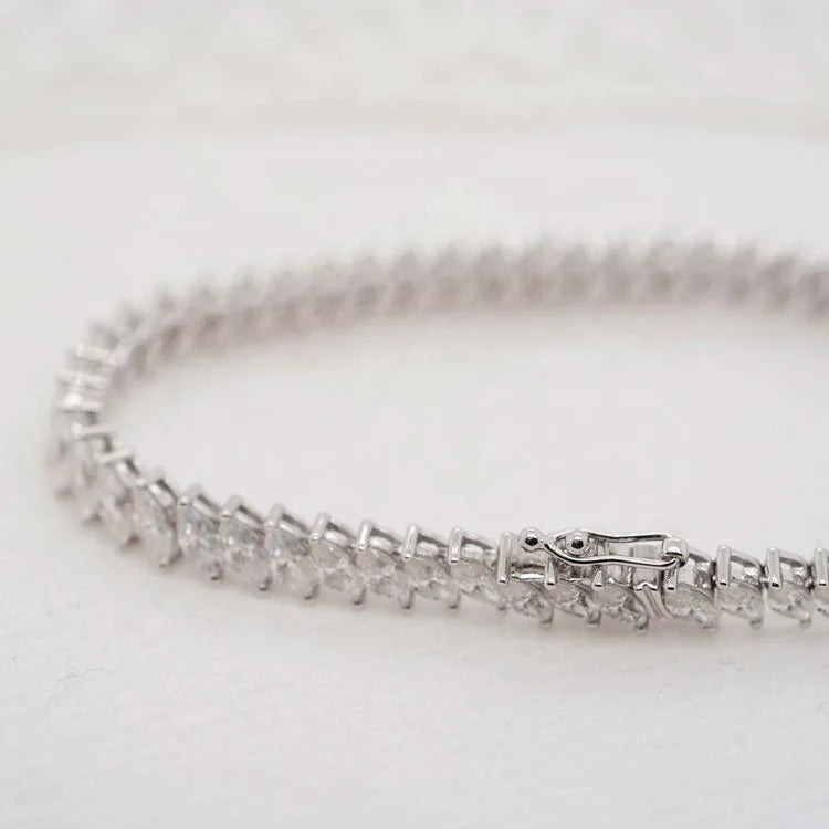 15ctw Marquise Cut CVD HPHT Lab Real Diamond Solid 18k Gold Tennis Bracelet